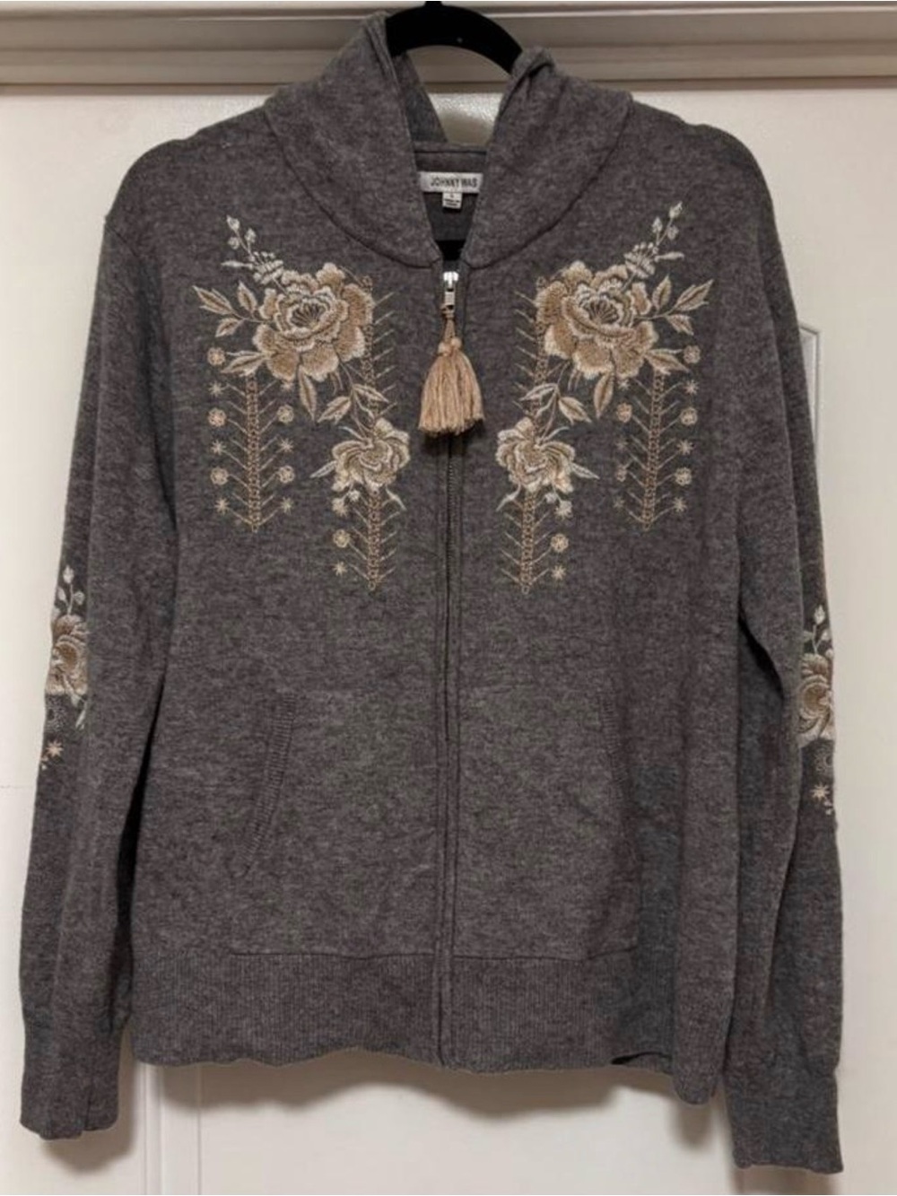 Johnny Was 100% Cashmere Zip-Up Hoodie